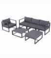 6pcs Garden Sectional Sofa Set Aluminum Frame Coffee Table Footstool Outsunny