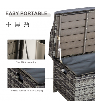 PE Rattan Bench Mixed Grey 102cmx51cmx52cm Wicker Storage Basket Seat