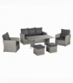 6 PCS Outdoor Rattan Sofa Furniture Sets with Footstool Cushions Grey Outsunny