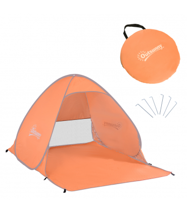 Beach Tent Instant Camping Pop up Tent Sun Shade Shelter, Orange Outsunny