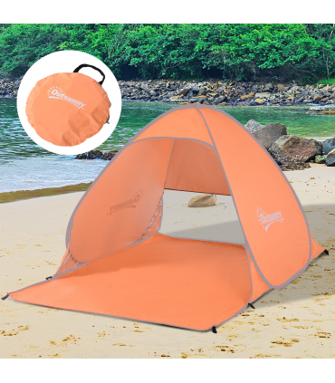 Beach Tent Instant Camping Pop up Tent Sun Shade Shelter, Orange Outsunny