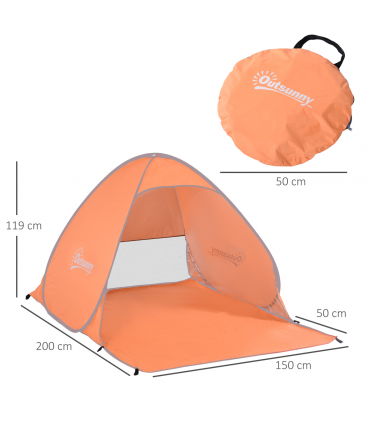 Beach Tent Instant Camping Pop up Tent Sun Shade Shelter, Orange Outsunny