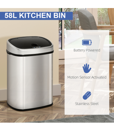 Sensor Bin Chrome ABS Plastic Mirror Stainless Steel Touch-Free Lid