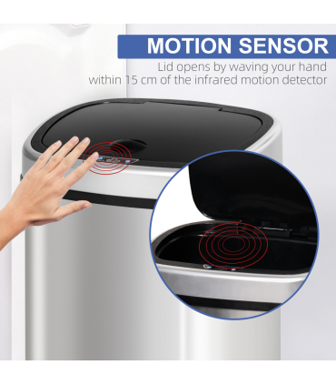 Sensor Bin Chrome ABS Plastic Mirror Stainless Steel Touch-Free Lid