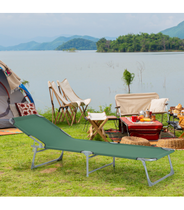 Camping Cot Picnic Sun Lounger Portable Folding Chair Patio Green Outsunny