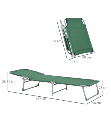 Camping Cot Picnic Sun Lounger Portable Folding Chair Patio Green Outsunny
