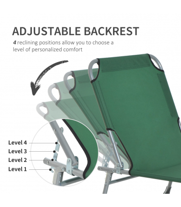 Camping Cot Picnic Sun Lounger Portable Folding Chair Patio Green Outsunny