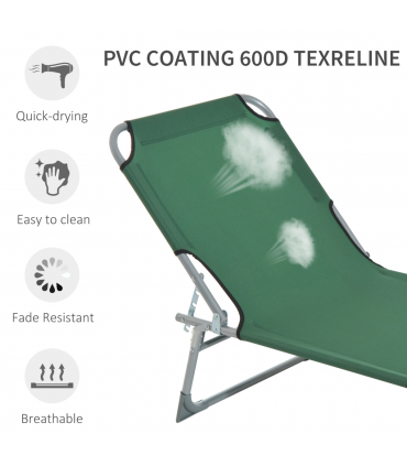 Camping Cot Picnic Sun Lounger Portable Folding Chair Patio Green Outsunny