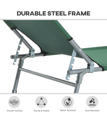 Camping Cot Picnic Sun Lounger Portable Folding Chair Patio Green Outsunny