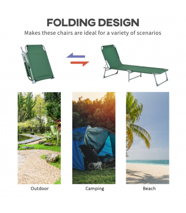Camping Cot Picnic Sun Lounger Portable Folding Chair Patio Green Outsunny