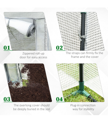 Greenhouse Plastic White 100cm x 50cm x 150cm Zipper Roll-up Door Outdoor