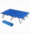 Double Camping Folding Cot Outdoor Portable Sunbed w/ Carry Bag, Blue Outsunny