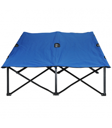 Double Camping Folding Cot Outdoor Portable Sunbed w/ Carry Bag, Blue Outsunny