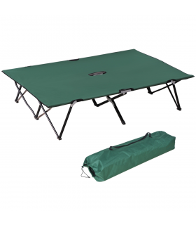 Double Camping Folding Cot Outdoor Portable Sunbed Carry Bag, Green Outsunny