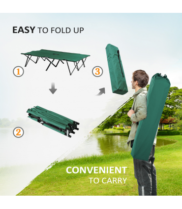 Double Camping Folding Cot Outdoor Portable Sunbed Carry Bag, Green Outsunny
