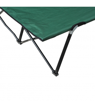 Double Camping Folding Cot Outdoor Portable Sunbed Carry Bag, Green Outsunny