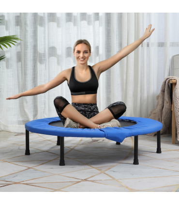 96 cm Foldable Mini Fitness Trampoline Exercise Rebounder Jumper, Blue HOMCOM