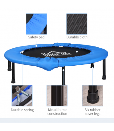 96 cm Foldable Mini Fitness Trampoline Exercise Rebounder Jumper, Blue HOMCOM