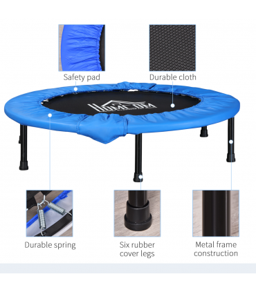 Foldable Mini Fitness Trampoline Exercise Rebounder Jumper, Blue HOMCOM