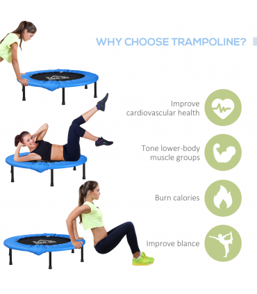 Foldable Mini Fitness Trampoline Exercise Rebounder Jumper, Blue HOMCOM