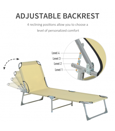Camping Cot Picnic Sun Lounger Portable Folding Chaise Chair Patio Outsunny