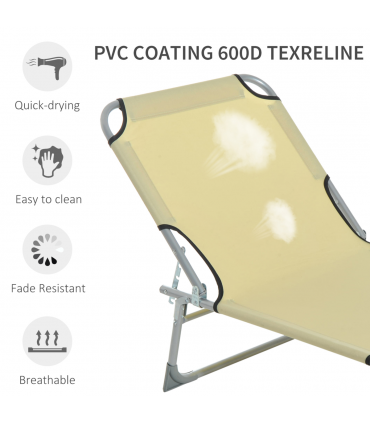 Camping Cot Picnic Sun Lounger Portable Folding Chaise Chair Patio Outsunny