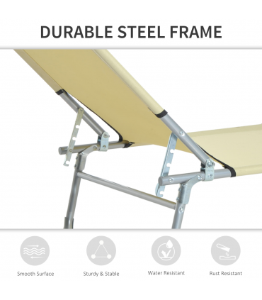 Camping Cot Picnic Sun Lounger Portable Folding Chaise Chair Patio Outsunny