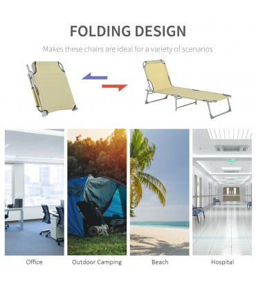 Camping Cot Picnic Sun Lounger Portable Folding Chaise Chair Patio Outsunny