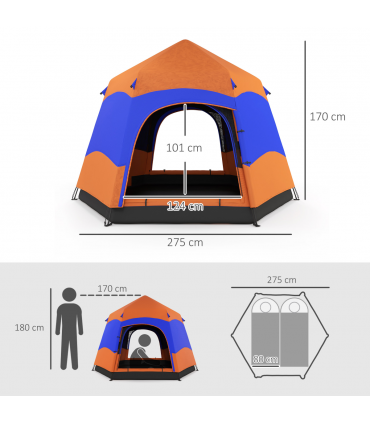 4 Person Pop Up Tent Camping Festival Hiking Shelter Family Portable Outsunny