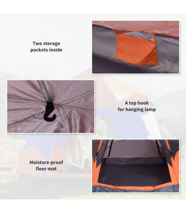 4 Person Pop Up Tent Camping Festival Hiking Shelter Family Portable Outsunny