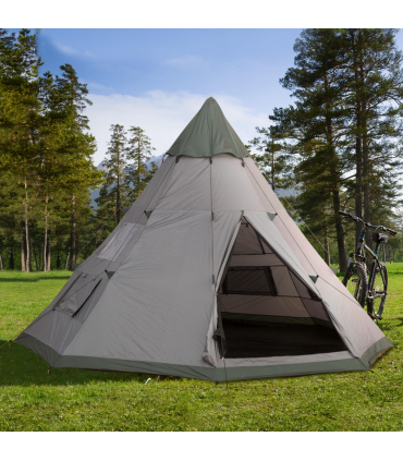 6-7 Person Large Family Party Camping Tent Carrying Bag, Mesh Window Outsunny