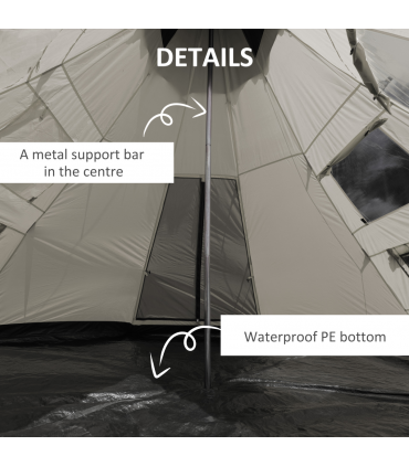 6-7 Person Large Family Party Camping Tent Carrying Bag, Mesh Window Outsunny