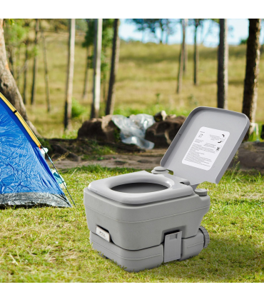 10L Portable Travel Toilet Outdoor Camping with 2 Detachable Tanks Grey HOMCOM