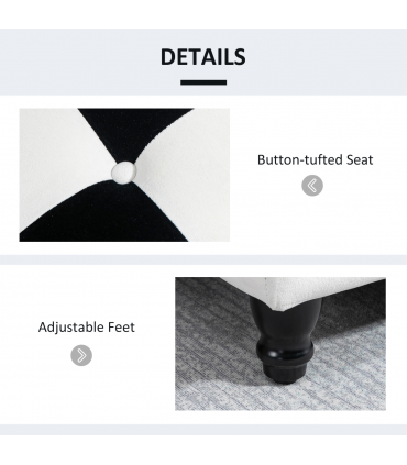 Velvet Storage Ottoman White, Black 114W x 47D x 47H cm Padded Top Wood Legs