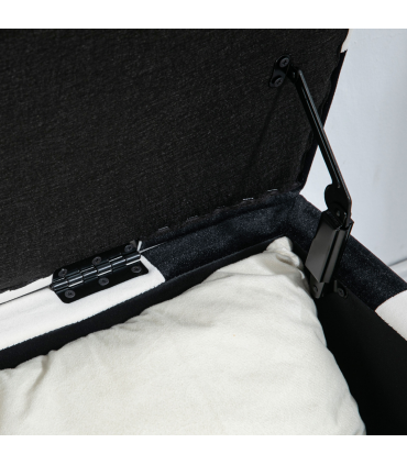 Velvet Storage Ottoman White, Black 114W x 47D x 47H cm Padded Top Wood Legs