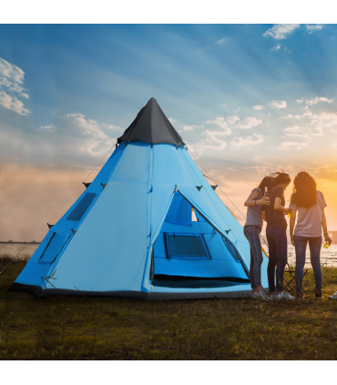 6-7 Person Large Family Party Camping Tent Carrying Bag, Mesh Window Outsunny