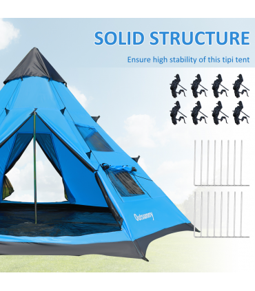 6-7 Person Large Family Party Camping Tent Carrying Bag, Mesh Window Outsunny