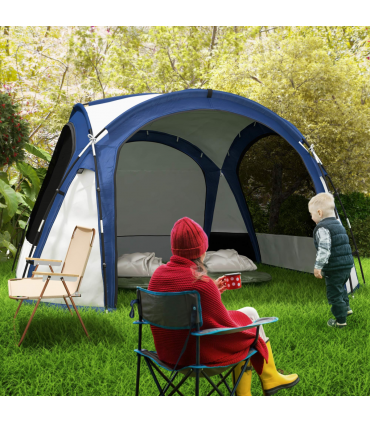 Dome Tent for 6-8 Person Camping Tent w/ Zipped Mesh Doors Lamp Hook Outsunny