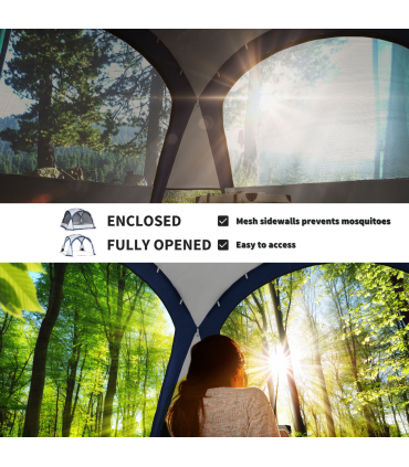 Dome Tent for 6-8 Person Camping Tent w/ Zipped Mesh Doors Lamp Hook Outsunny