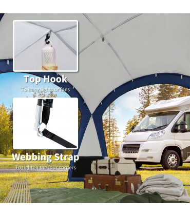 Dome Tent for 6-8 Person Camping Tent w/ Zipped Mesh Doors Lamp Hook Outsunny