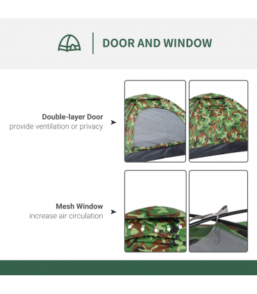 Camping Tent for 2 Person Dome Tent w/ Storage Pocket Multicoloured Outsunny