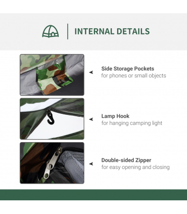 Camping Tent for 2 Person Dome Tent w/ Storage Pocket Multicoloured Outsunny