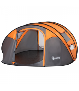 Camping Tent Dome Pop-up Tent  with Windows for 4-5 Person Orange Outsunny
