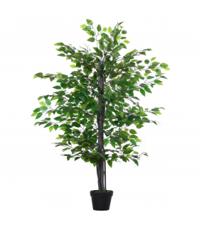 145cm Artificial Banyan Plant Faux Decorative Tree Cement Pot Outsunny