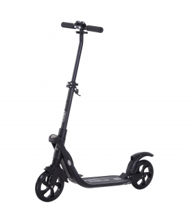 Folding Kick Scooter Teens Adult Ride On Adjustable 2 Big Wheels Black HOMCOM