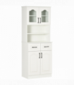 168cm Kitchen Cupboard Storage Cabinet w/ Shelves & Drawers,Open Counter White