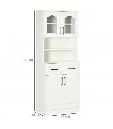168cm Kitchen Cupboard Storage Cabinet w/ Shelves & Drawers,Open Counter White