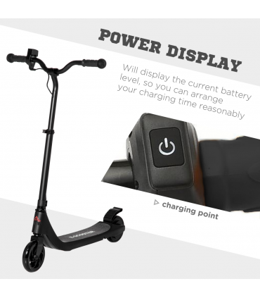 120W Electric Scooter w/ Battery Level Display, Rear Break - Black HOMCOM