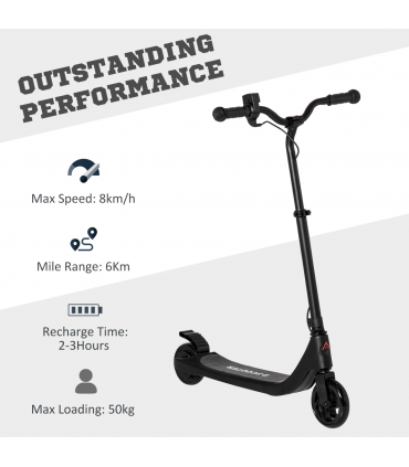 120W Electric Scooter w/ Battery Level Display, Rear Break - Black HOMCOM