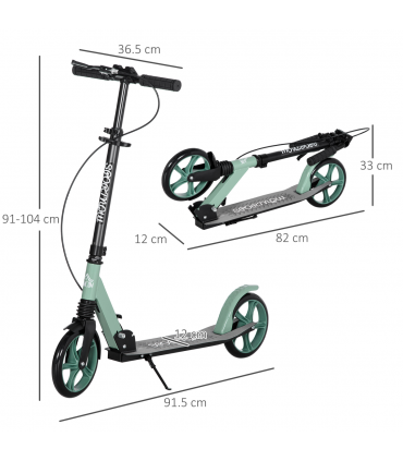 Folding Kick Scooter for 14 w/ Adjustable Height, Dual Brake System HOMCOM